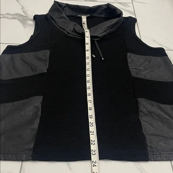 Picadilly Black Sleeveless Cowl Neck Top Faux Leather Sz S - Picture 10 of 11